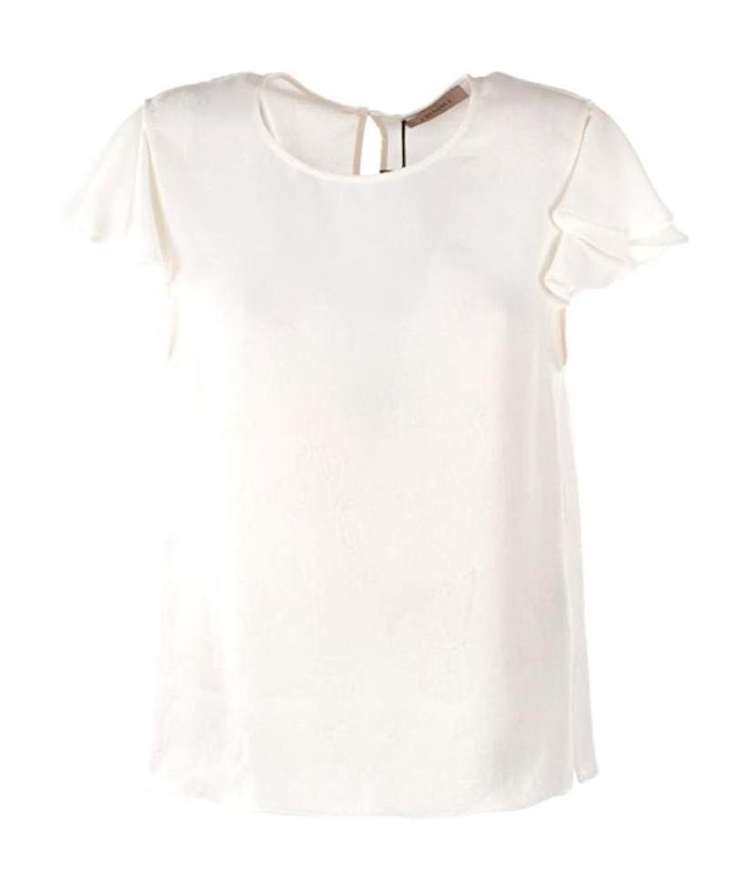 TWINSET ROUND-NECKED LOTUS LEAF EDGE T-SHIRT