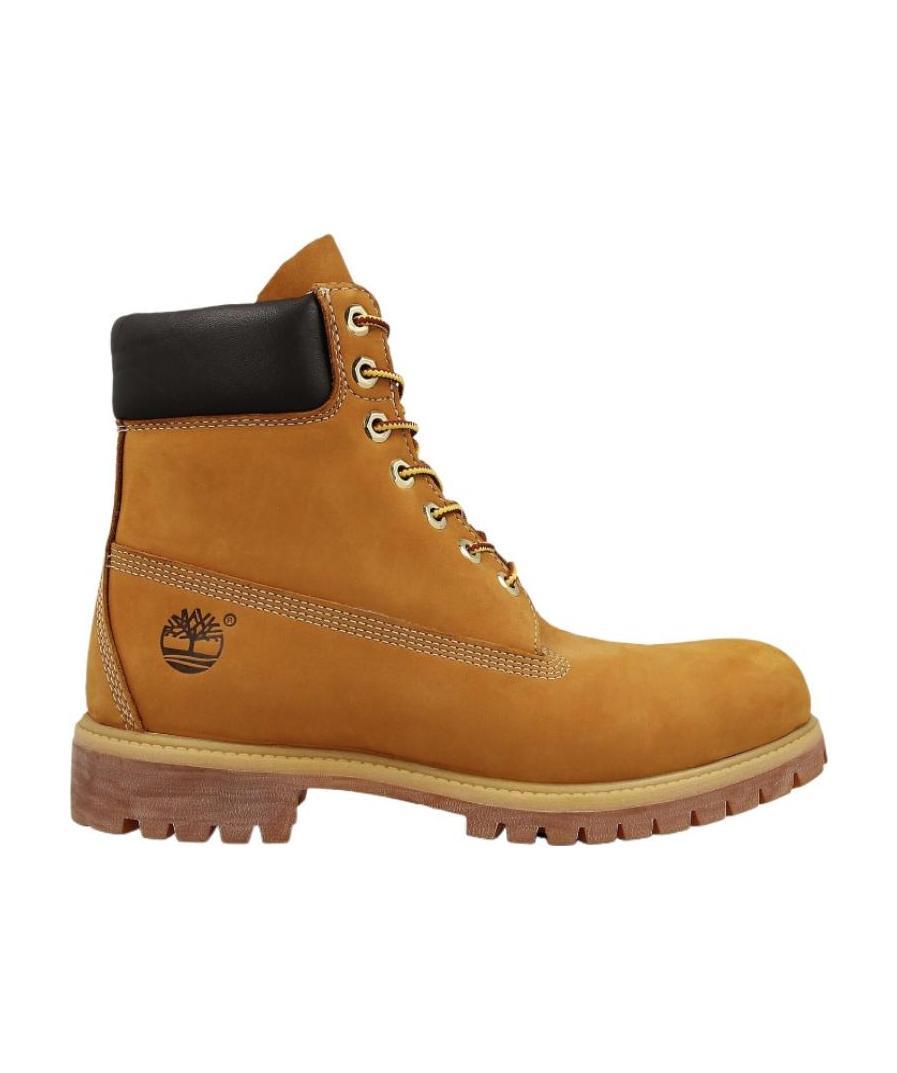 Timberland Rugged Tan Leather Boots With Padded Collar In Yellow