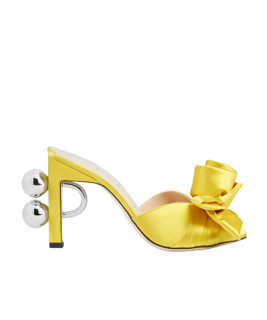 Gucci Shawana Embellished Satin Mules In Yellow