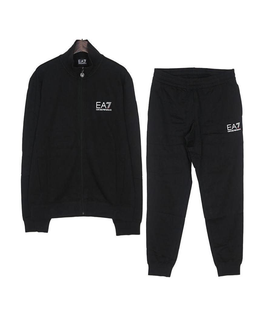 Ea7 Vertical Collar Logo Two-piece Suit In Black