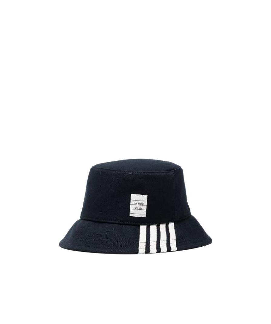 Thom Browne 4-bar Cotton Bucket Hat In Black