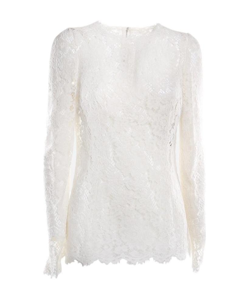 Dolce & Gabbana Floral Lace Top In White