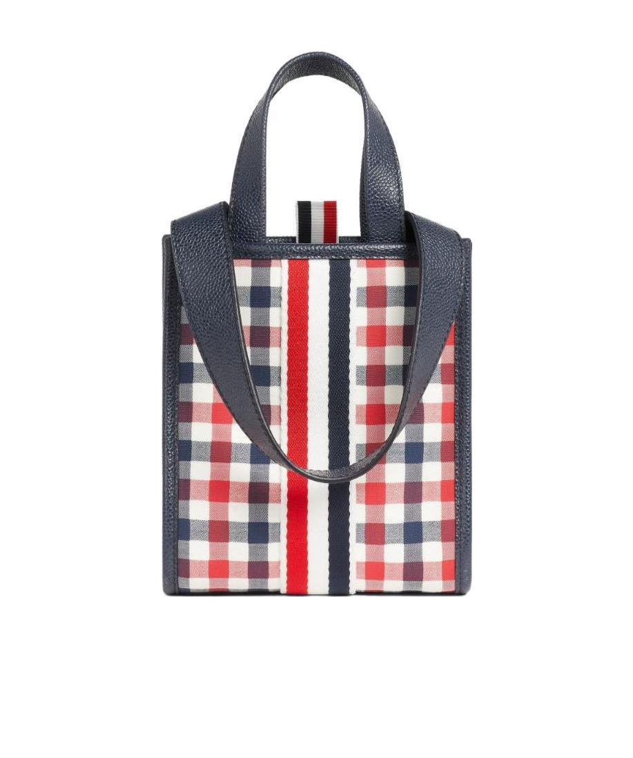 Thom Browne Mini Rwb-stripe Tote Bag In Black