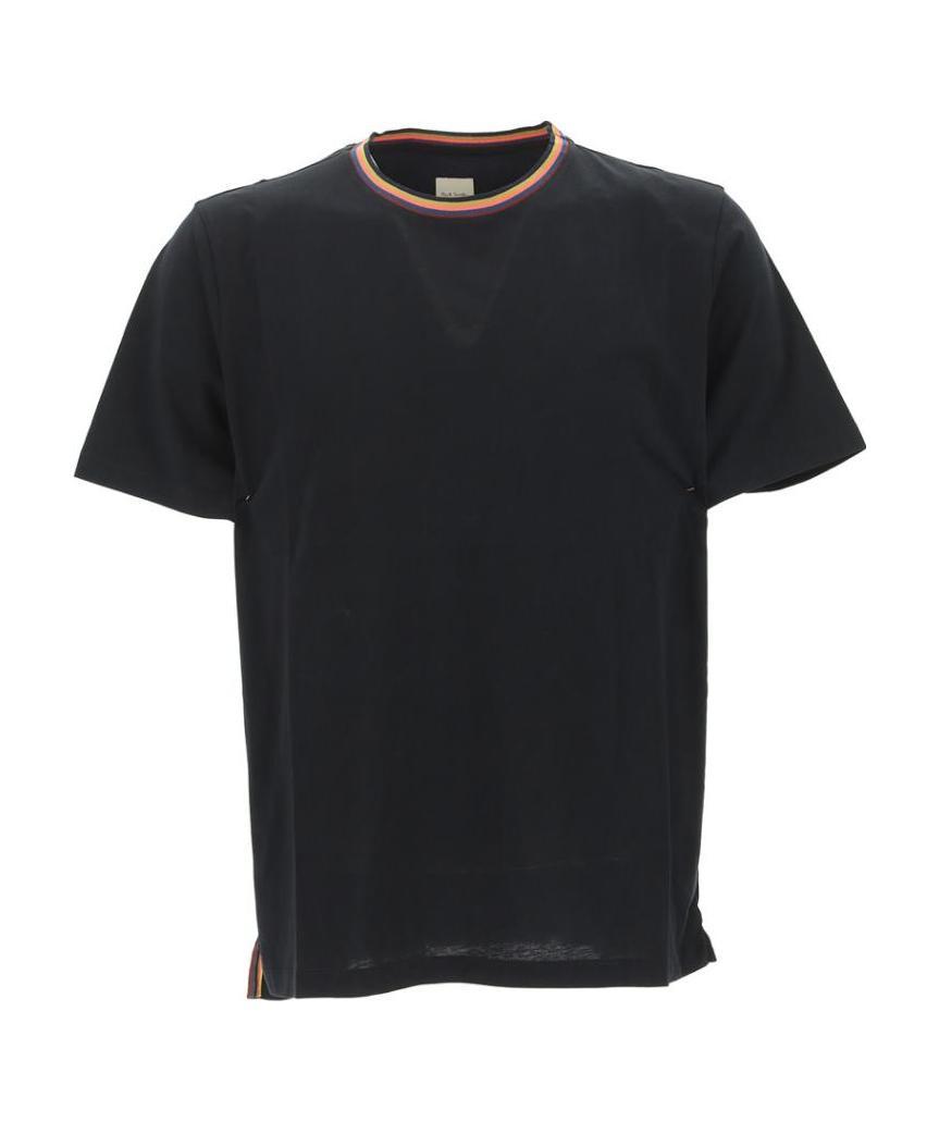 Shop Paul Smith Logo Round Collar Short-sleeved T-shirt In Black