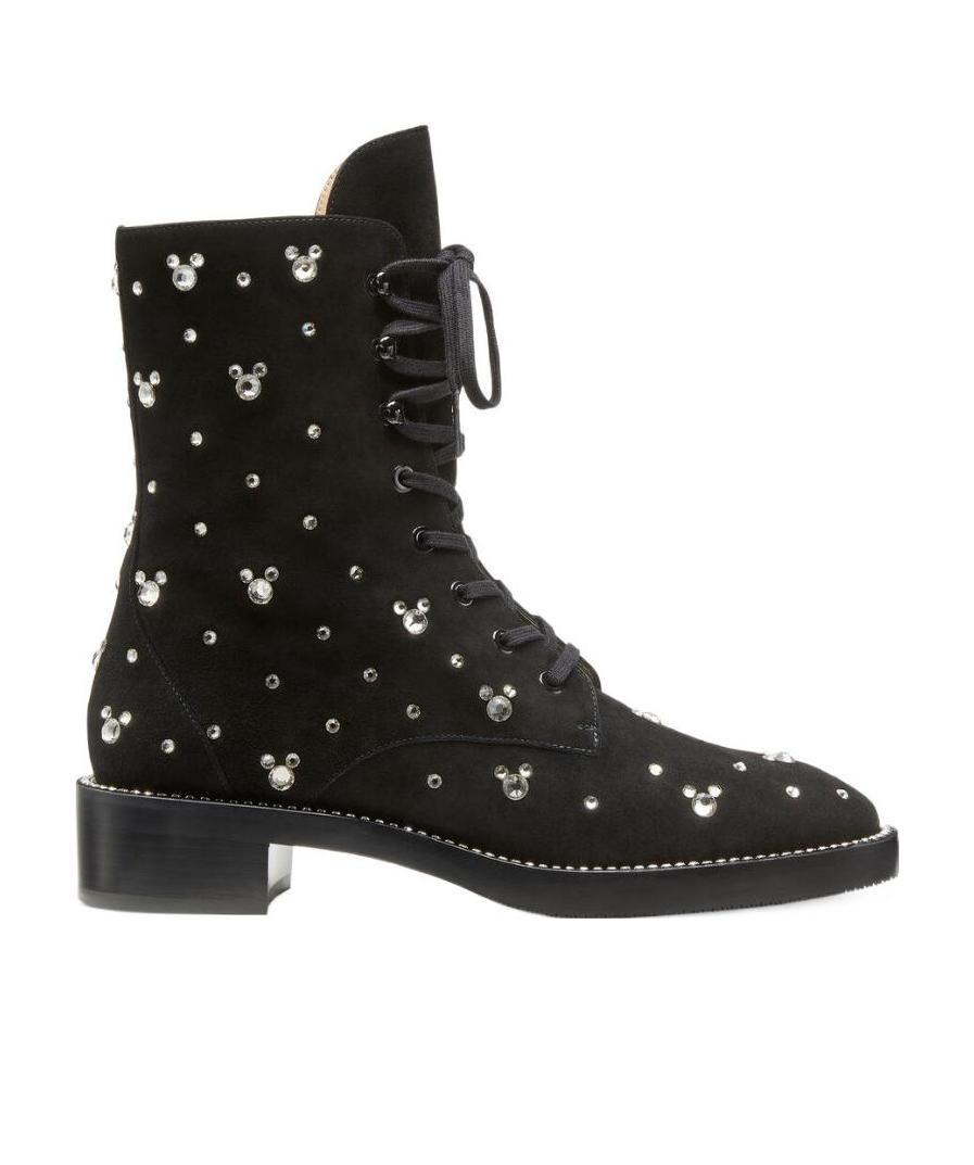 Stuart Weitzman X Disney Crystal-embellished Ankle Boots In Black