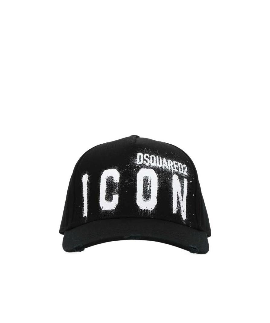 DSQUARED2 DISTRESSED-EFFECT ICON-PRINT CAP