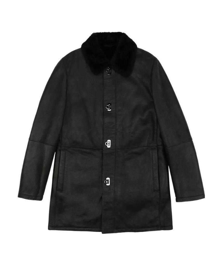 Ferragamo Lapel Coat In Black