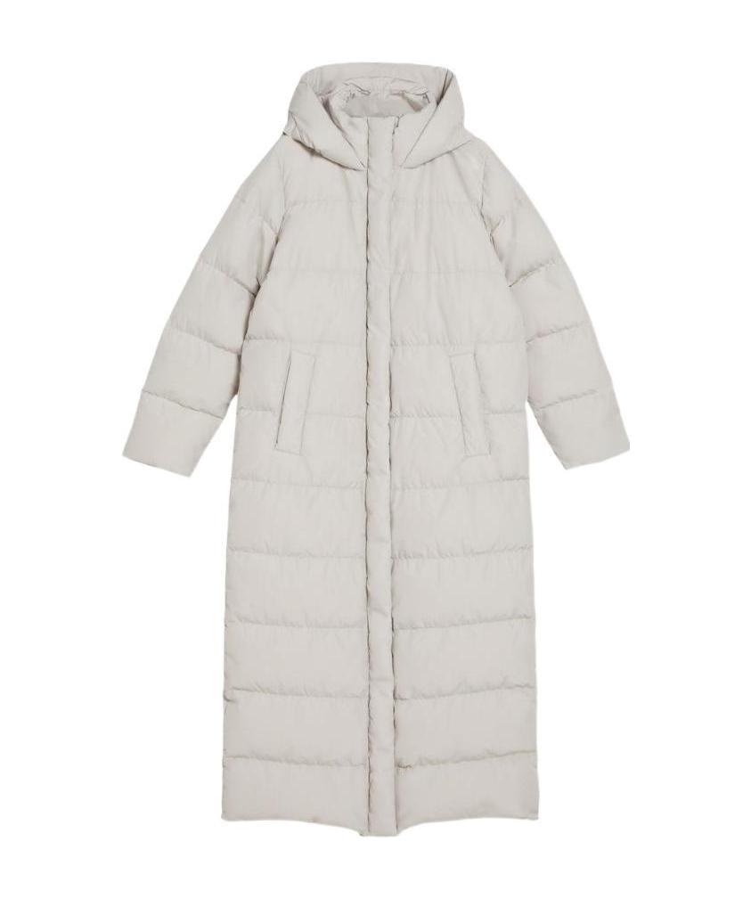 Weekend Max Mara Nigella Long Hooded Down Jacket In Gray