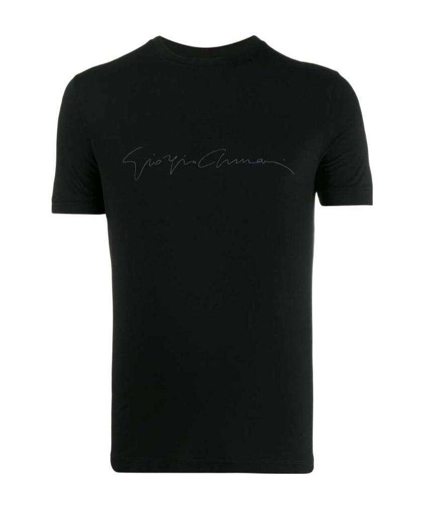 Shop Giorgio Armani Logo-print Slim-fit T-shirt In Black