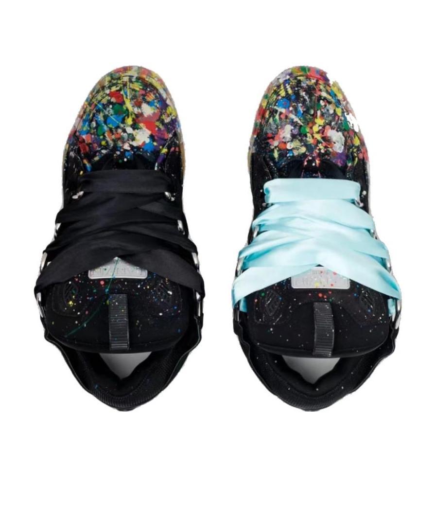 Lanvin Paint Splatter Design Trainers In Black