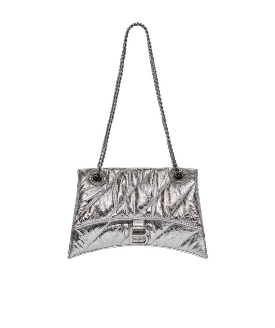 BALENCIAGA BORSA CRUSH PICCOLA TRAPUNTATA E METALLIZZATA CON CATENA DA DONNA IN ARGENTO