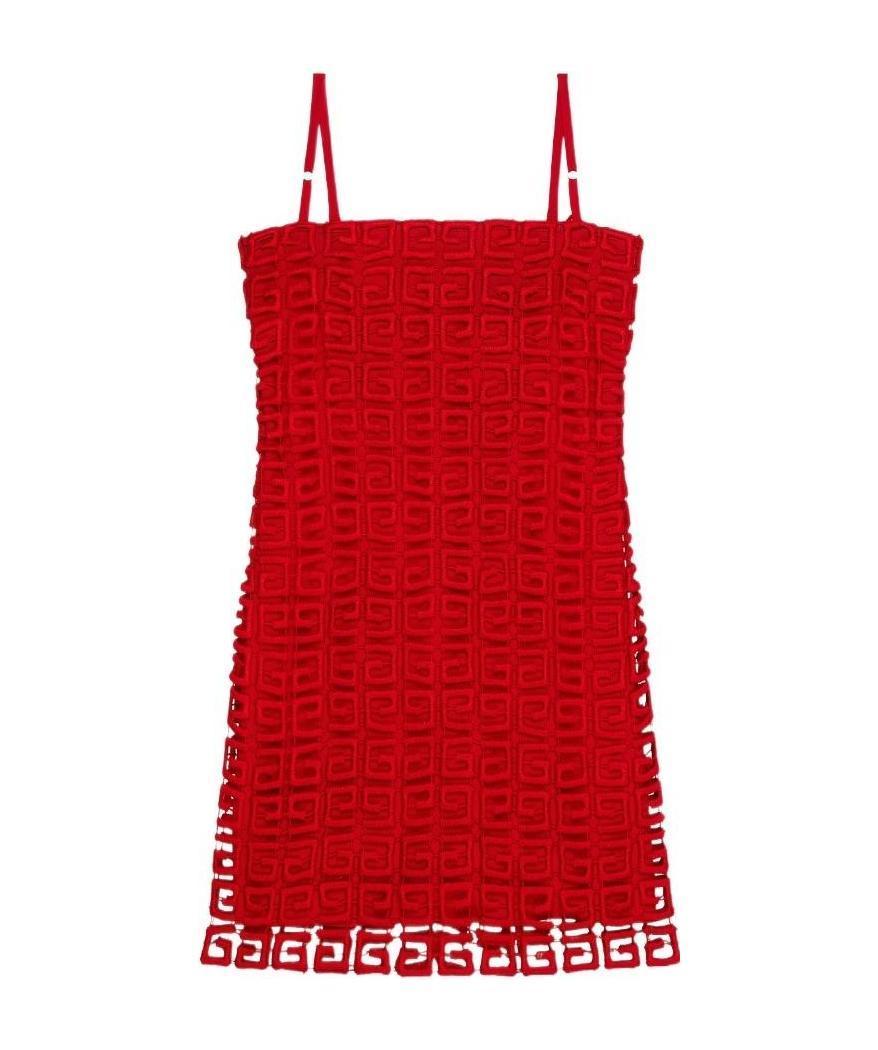 Givenchy 4g Embroidered Mini Shift Dress In Red