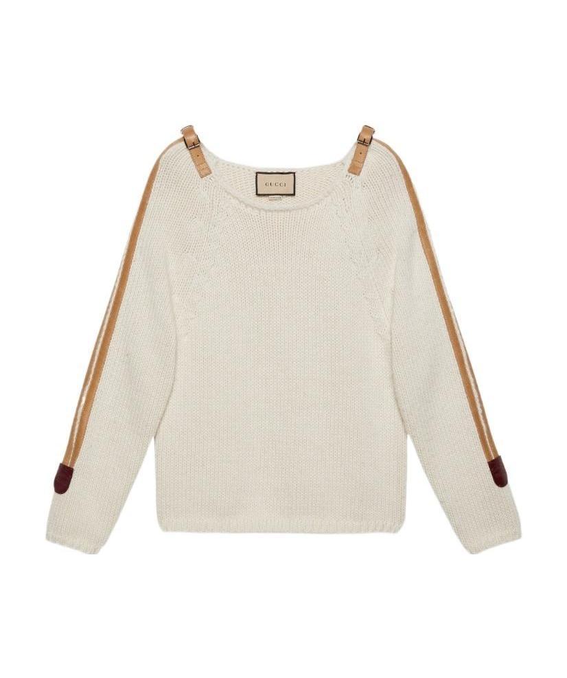 Gucci Buckle-strap Wool Jumper In White