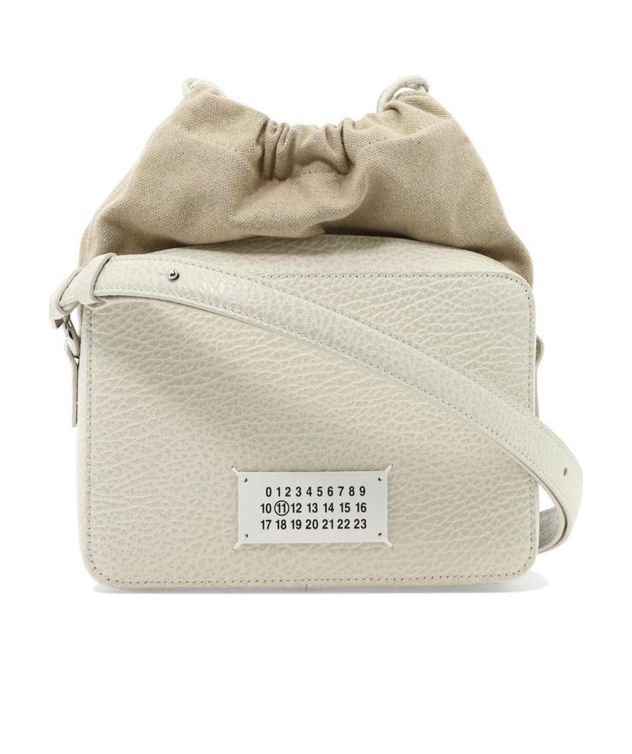 Maison Margiela Grained Leather Shoulder Bag In Gray