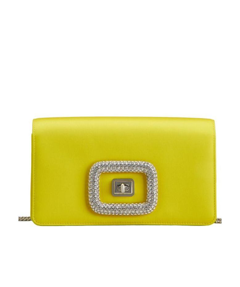 Roger Vivier Viv' Choc Jewel Mini Bag In Satin In Yellow