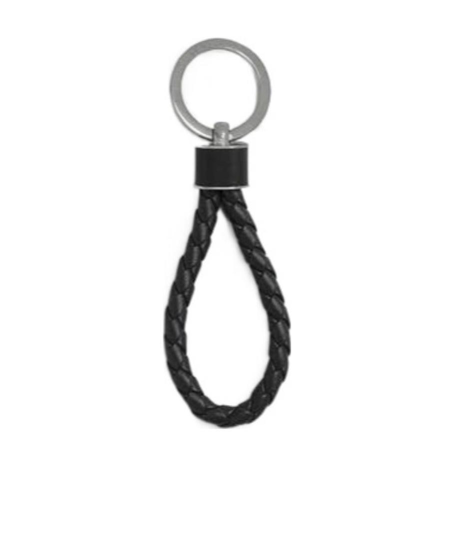 Bottega Veneta Intreccio Leather Key Ring In Black