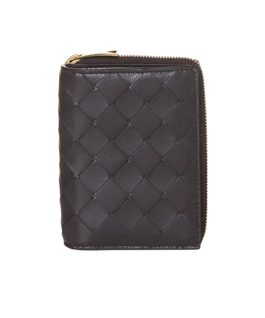 Bottega Veneta Double Fold Zipper Purse In Brown