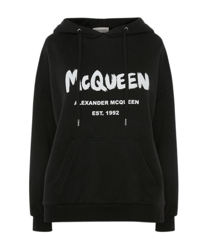 Alexander Mcqueen Logo-print Hoodie In Black
