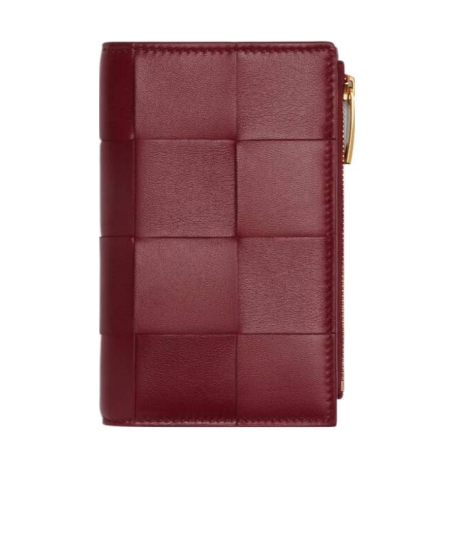 Bottega Veneta Intrecciato Bi-fold Leather Wallet In Red