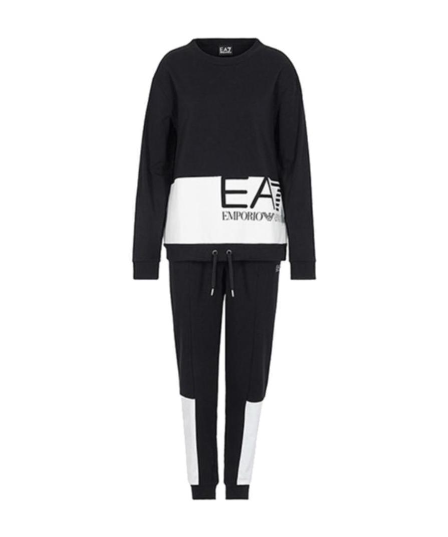 Shop Ea7 Logo Hooded Set In Black
