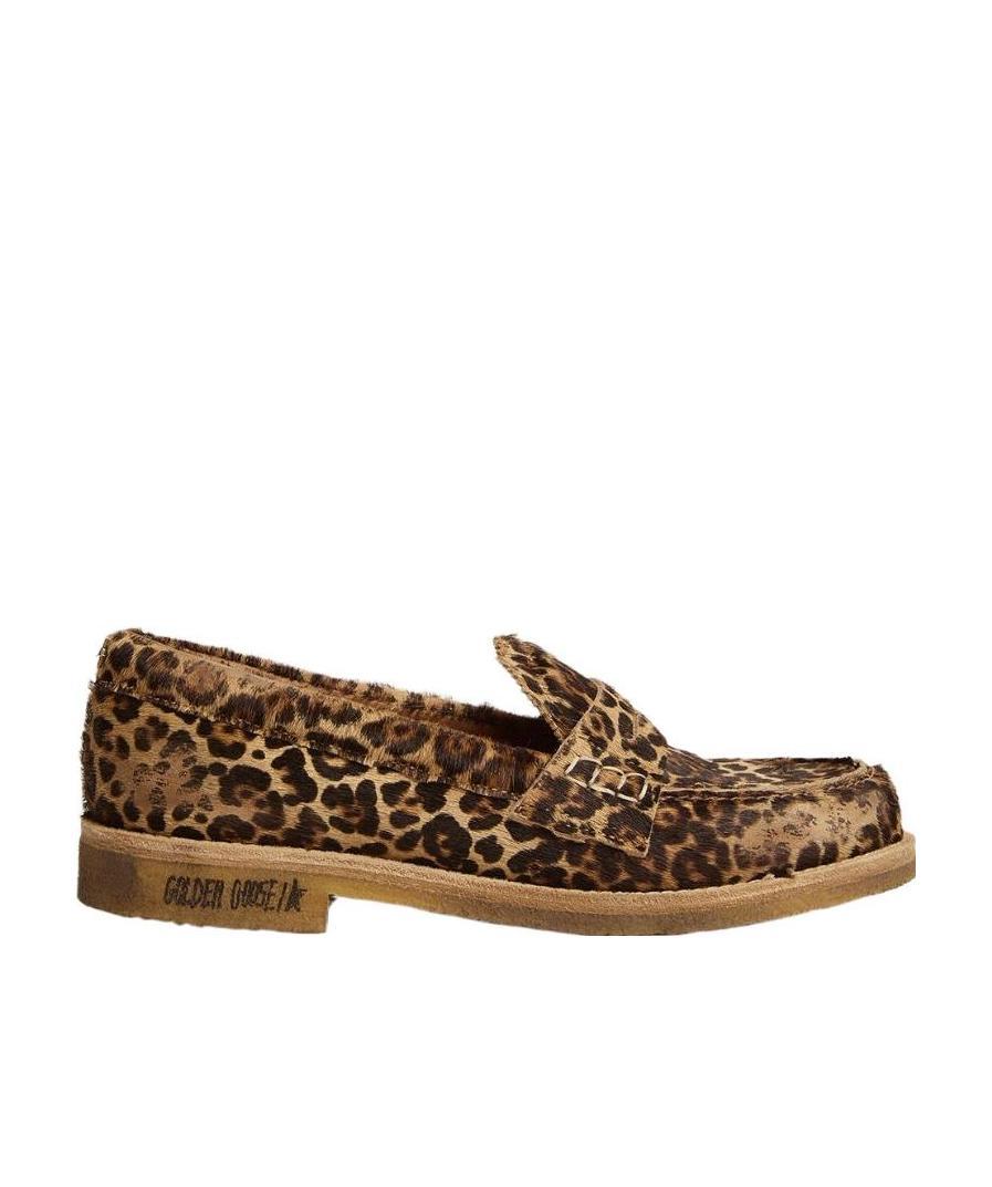 Golden Goose Leopard-print Round-toe Loafers In Brown