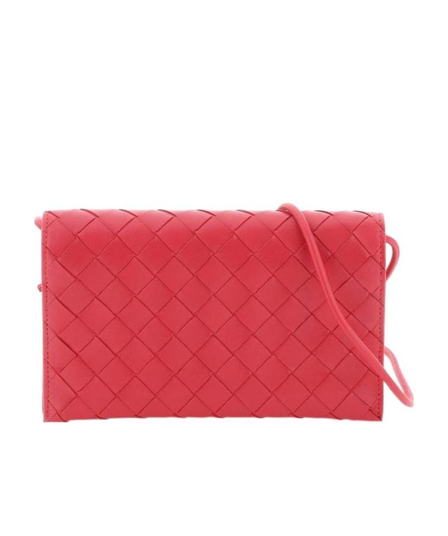 Bottega Veneta Intrecciato Leather Wallet In Red