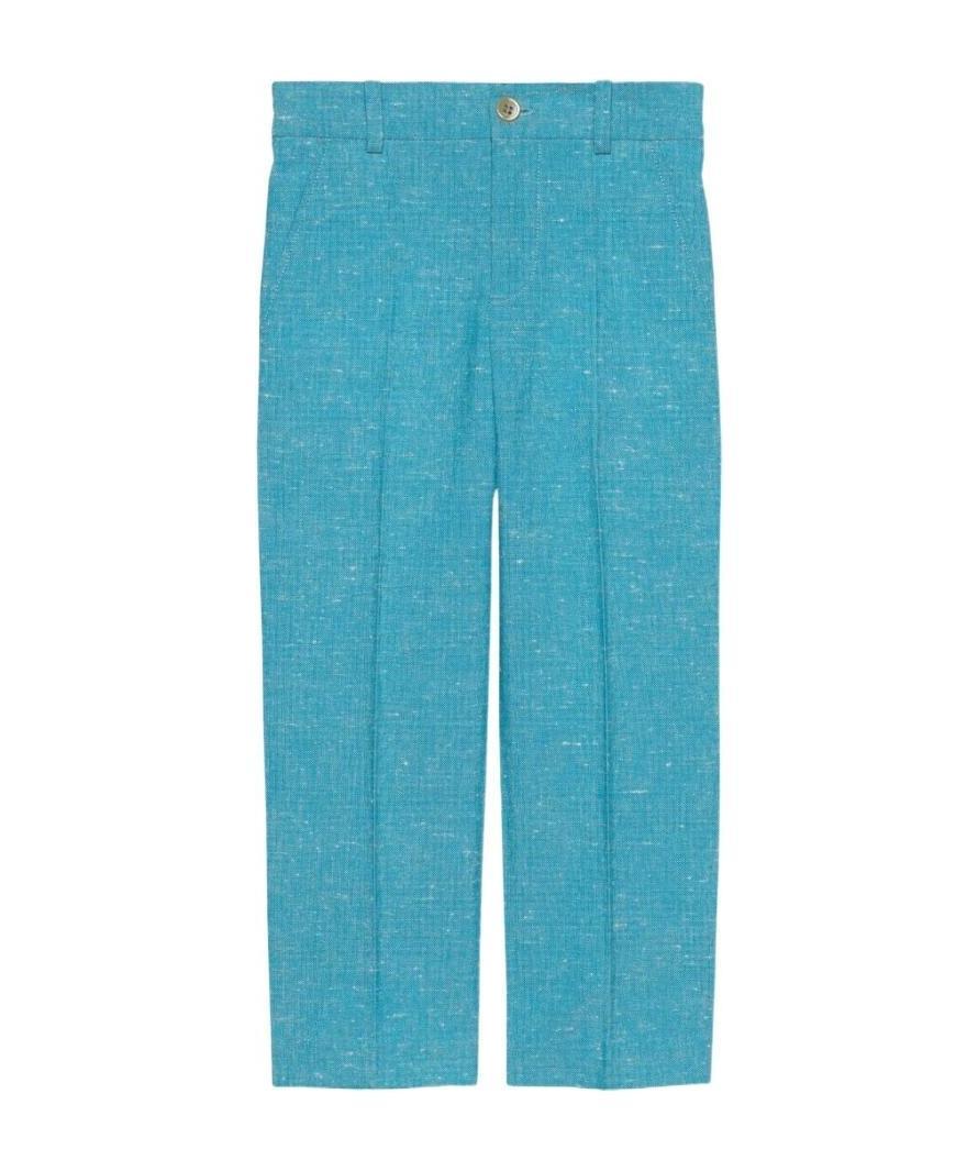 Gucci Double G Canvas Trousers In Blue