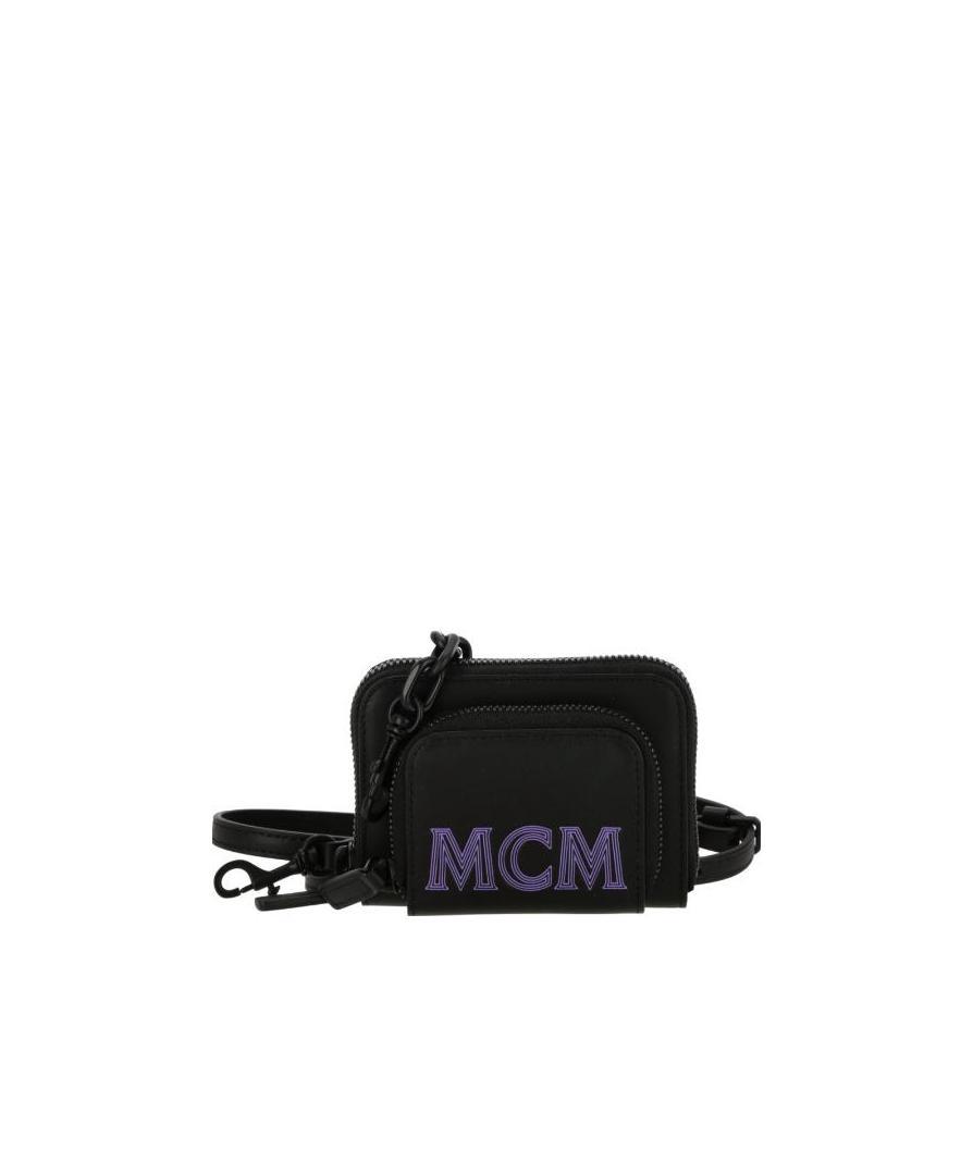 Mcm Logo Printed Zipped Wallet In Gray