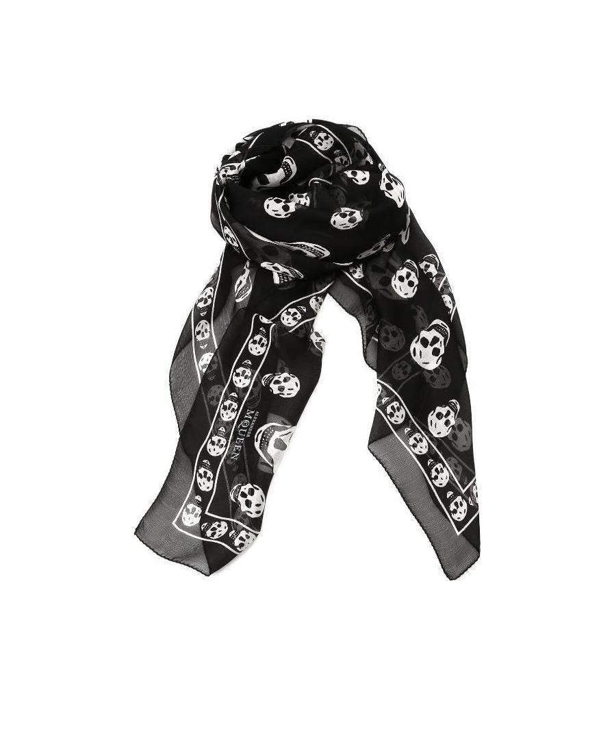 Alexander Mcqueen Skull Printed Scarf In Black