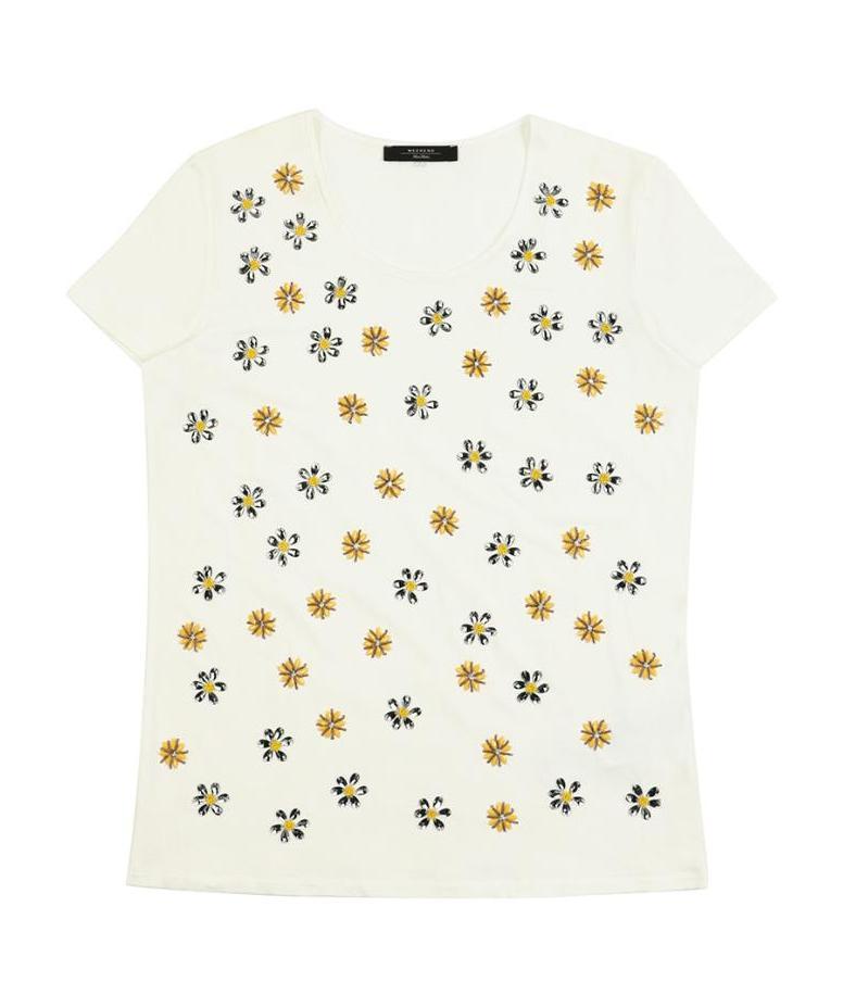 Weekend Max Mara T-shirt With Round Neck And Short Sleeves In White