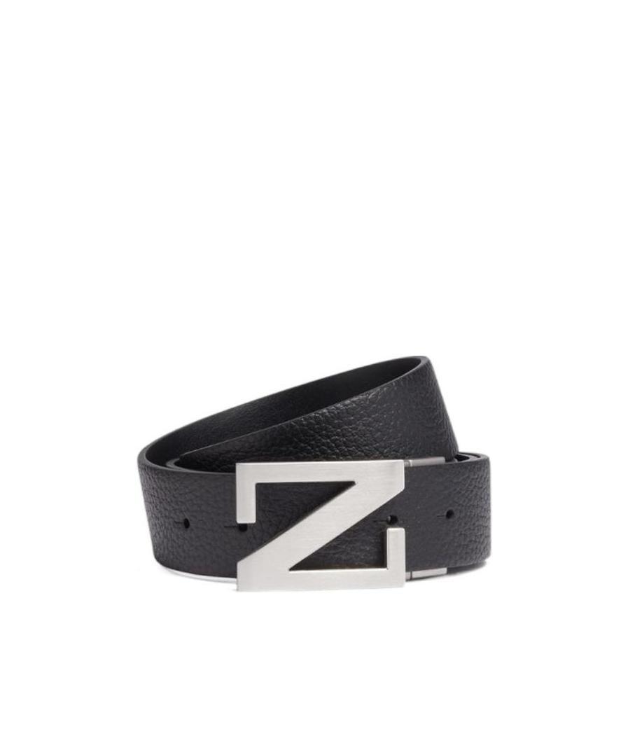 Zegna Leather Reversible Belt In Black