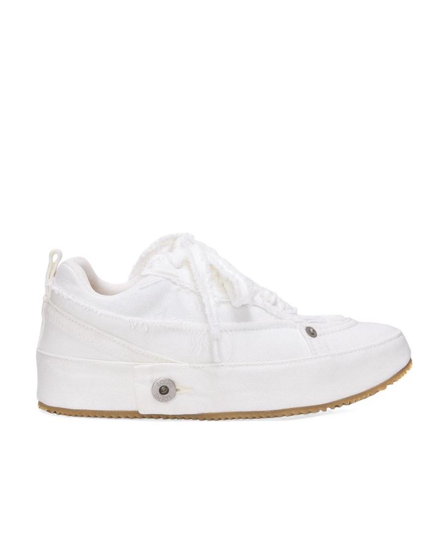 Loewe White Denim Deconstructed Sneakers In White