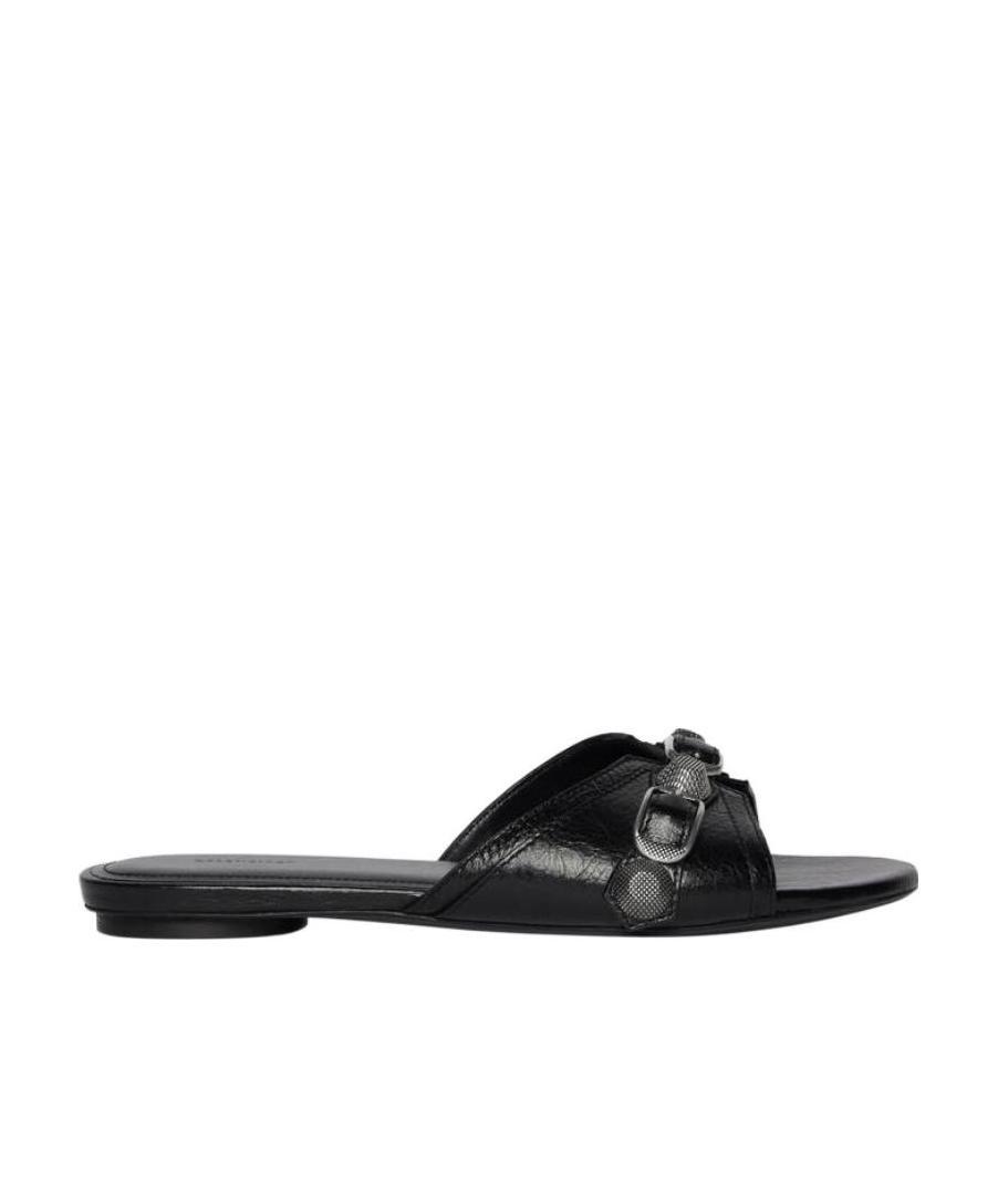 Balenciaga Open-toe Sandals With Decorative Buckle Detail In Black