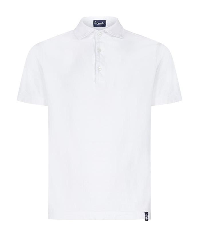 Drumohr Short-sleeved Cotton Polo Shirt In White