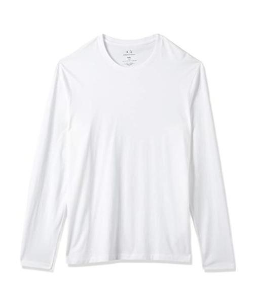 Armani Exchange Round Collar And Long-sleeved T-shirt In White