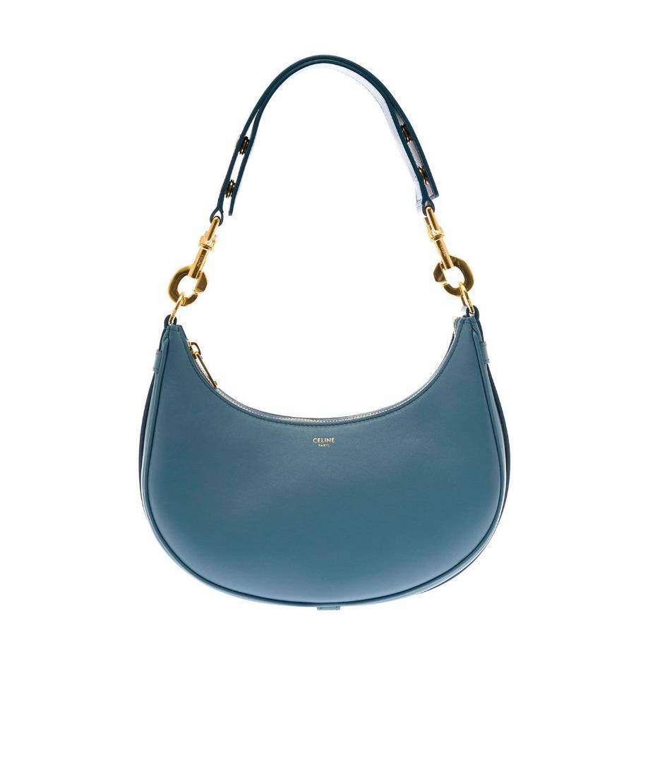 Celine Ava Medium Smooth Cowhide Leather Strap Handbag In Blue