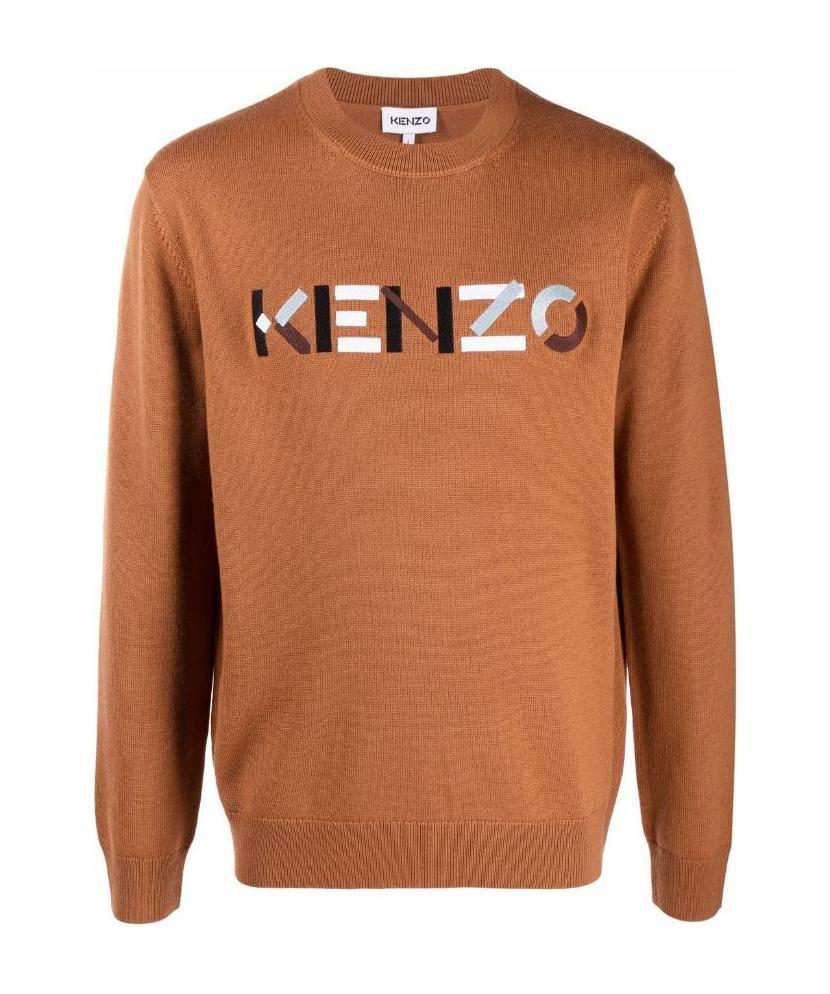 Kenzo Logo-print Wool Sweater In Brown