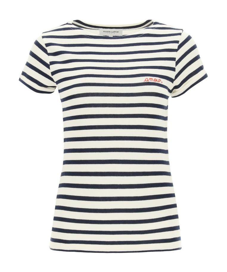 Maison Labiche Striped Organic Cotton T-shirt In White