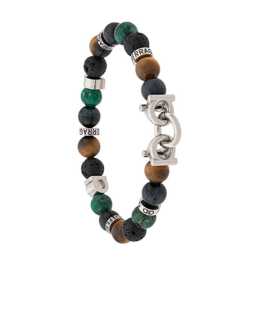 Ferragamo Gancini Elasticated Bracelet In Black
