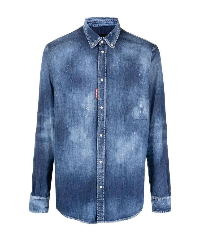 Dsquared2 Distressed Effect Denim Shirt In Blue