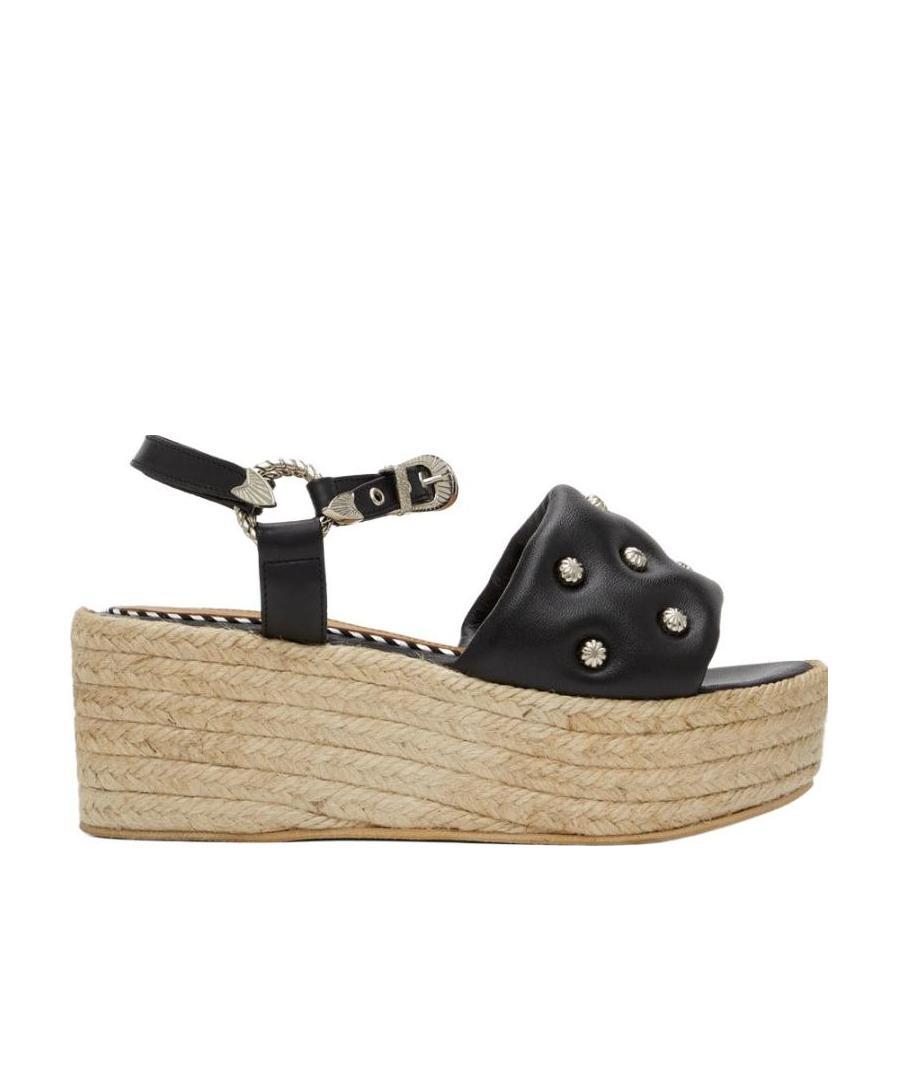 Toga Black Wedge Sandals In Nude