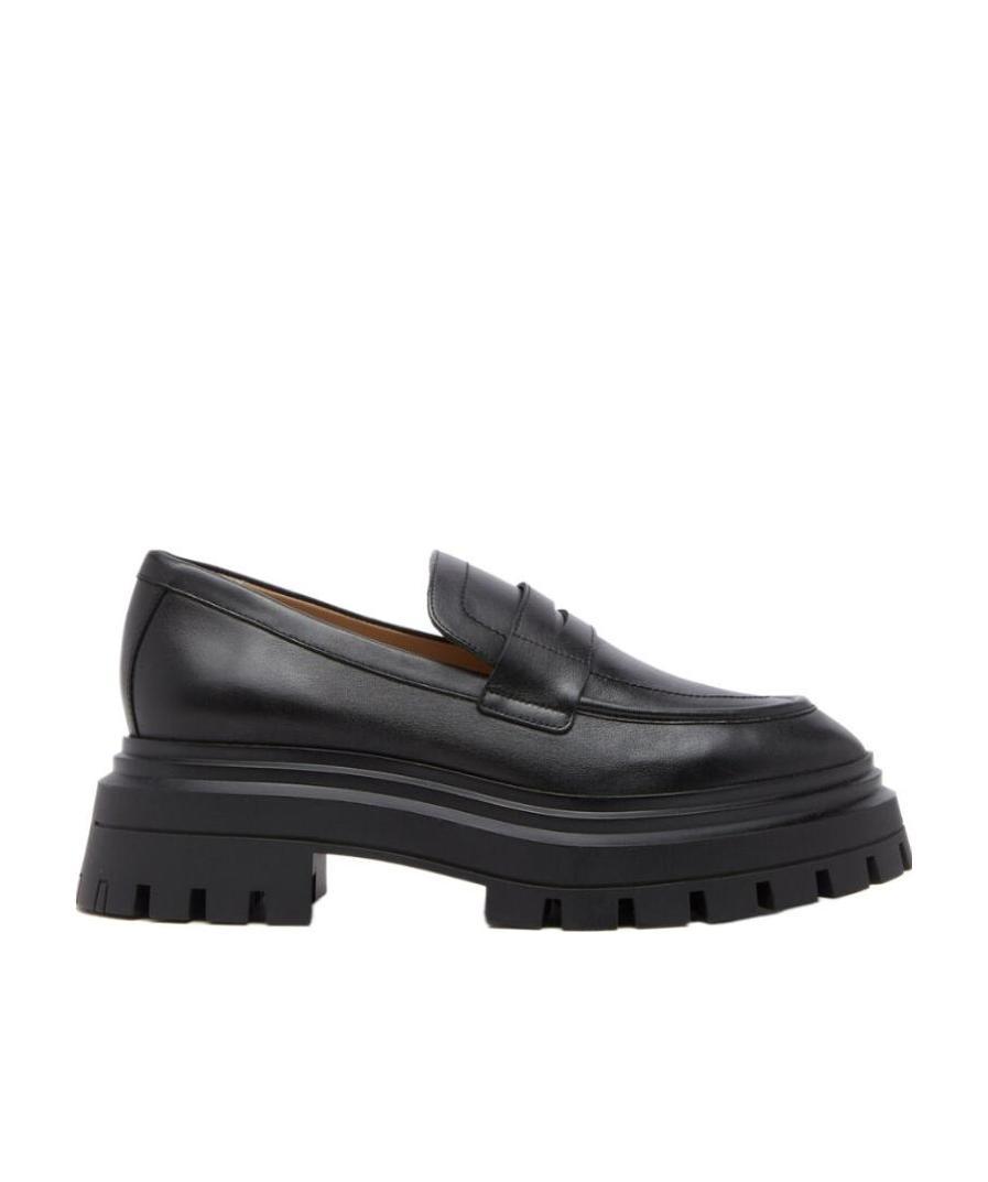Stuart Weitzman Almond-toe Leather Loafers In Black