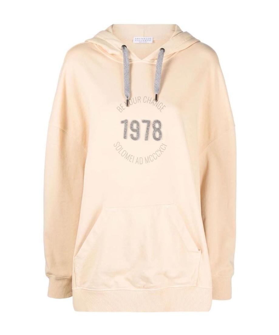 Brunello Cucinelli Logo-print Pullover Hoodie In Nude