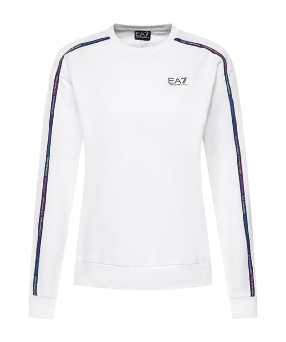 Shop Emporio Armani Logo Round-necked Sweater In White