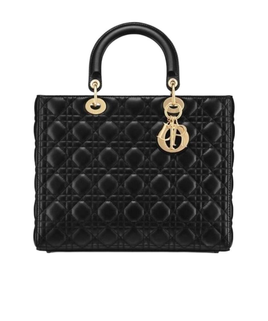 Dior Black Cannage Leather Lady  Ghw Medium (authentic ) In Black