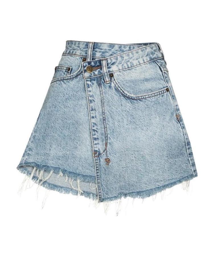 Shop Ksubi Rap Asymmetric Denim Mini Skirt In Blue