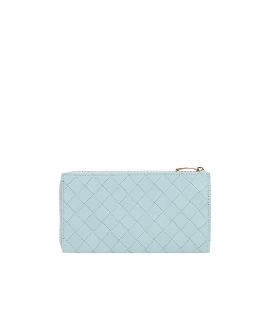 Shop Bottega Veneta Zipper Opening And Closing Wallet In Blue