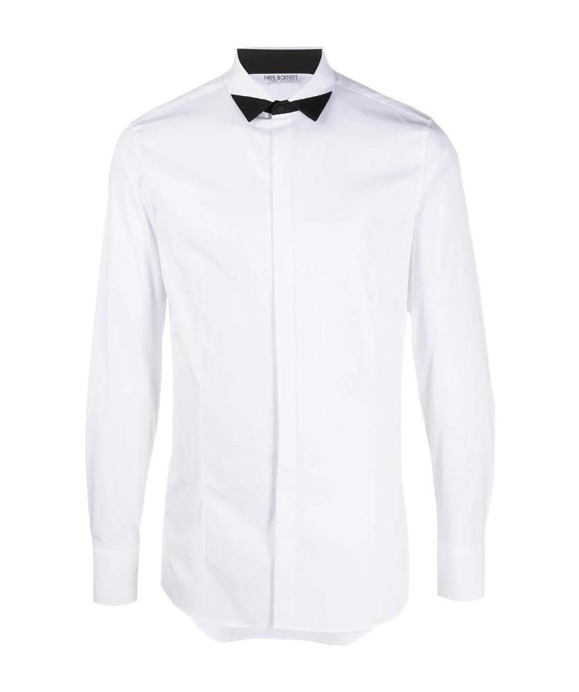 Neil Barrett Contrast Pointed Lapel Shirt In White