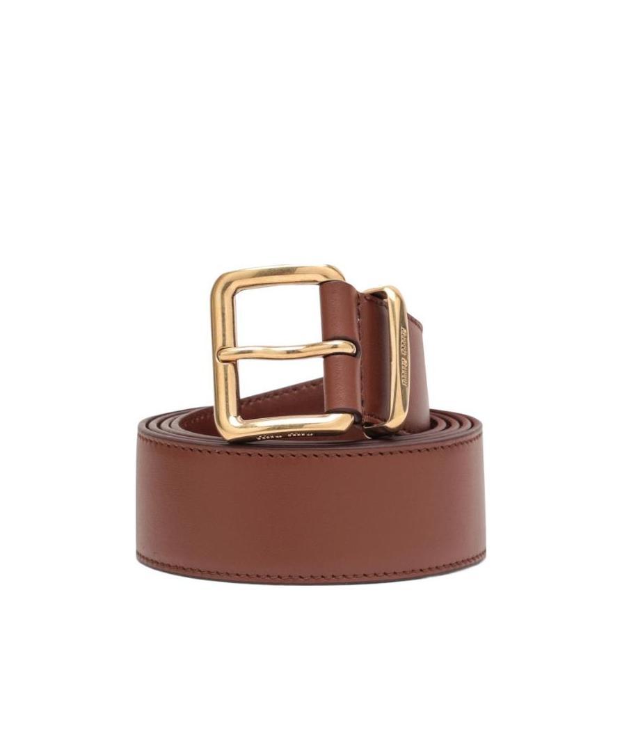 Miu Miu Logo Buckle Belt In Brown