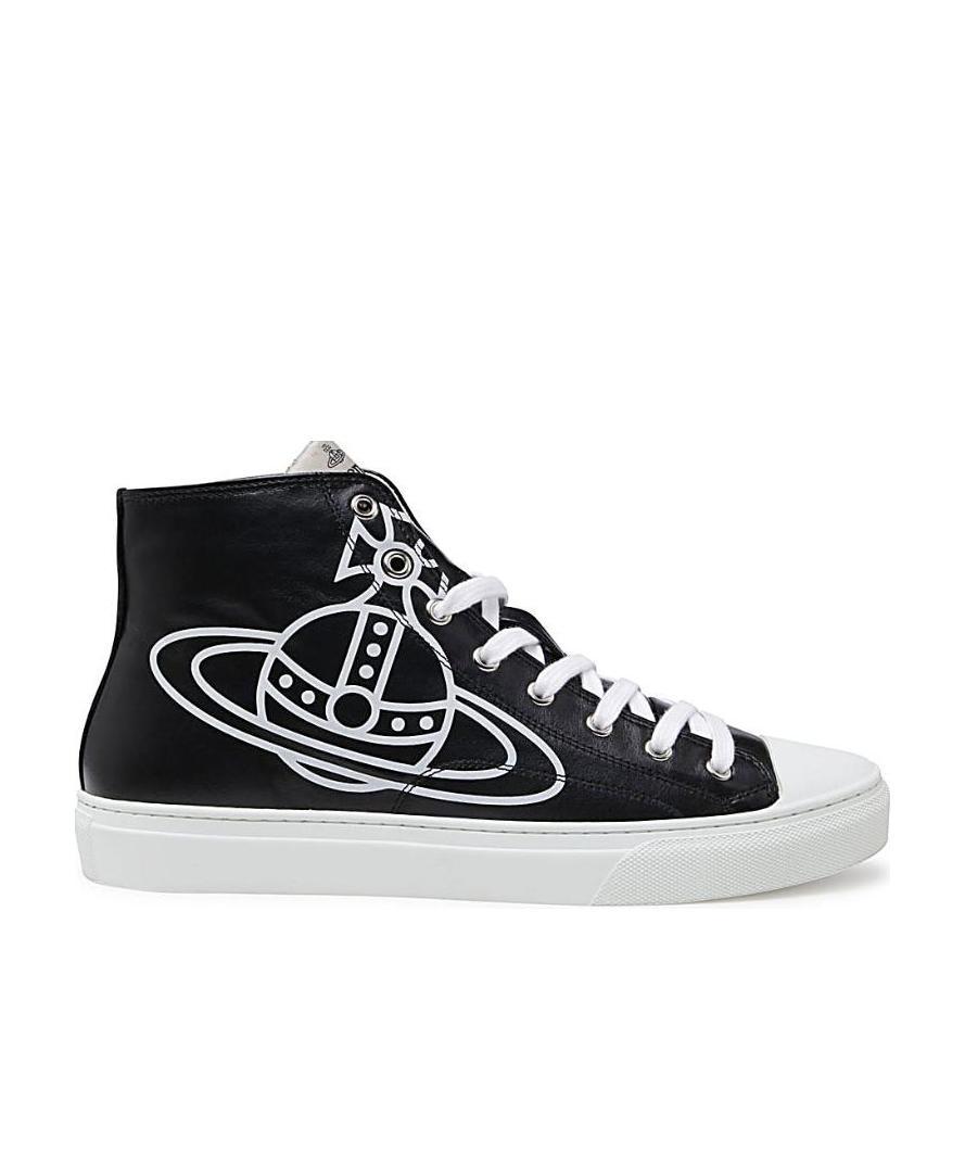 Vivienne Westwood High Top Canvas Plimsoll Cotton Canvas Black 11-45 Men In Black